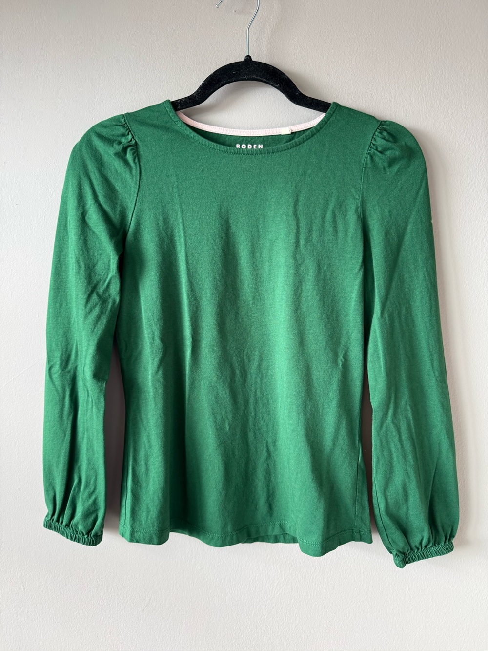 Boden Women’s Green Puff Sleeve Cotton Modal Long Sleeve Top Size 2